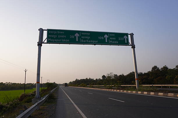 Distance board on the highway for understanding the location