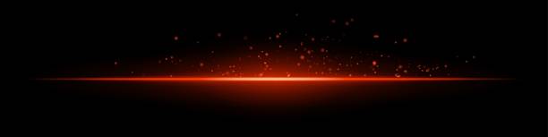 istock Red digital flare. Bright glowing line with soft radial particles on black background. Great for sci-fi, energy, digital wave, futuristic visual effects. 2220856662