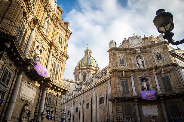 Quattro Canti, Four Corners in Palermo, Sicily Italy