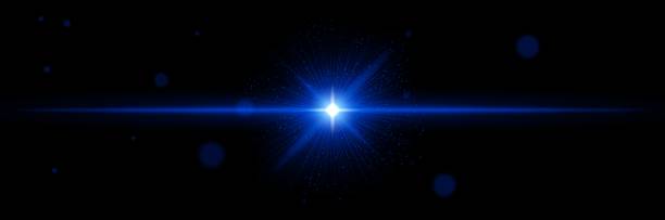 istock Blue light flare with central burst and soft radial particles, perfect for signal activation, futuristic UI or laser tech visual representation. 2220859725