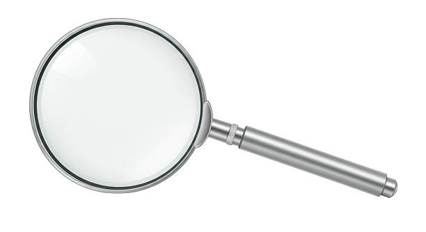lupa de plata aislada, herramienta de búsqueda - lupa fotografías e imágenes de stock