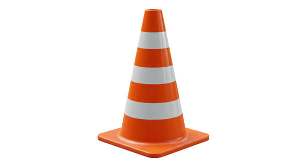 istock Isolated Orange Traffic Cone with White Stripes 2220860650