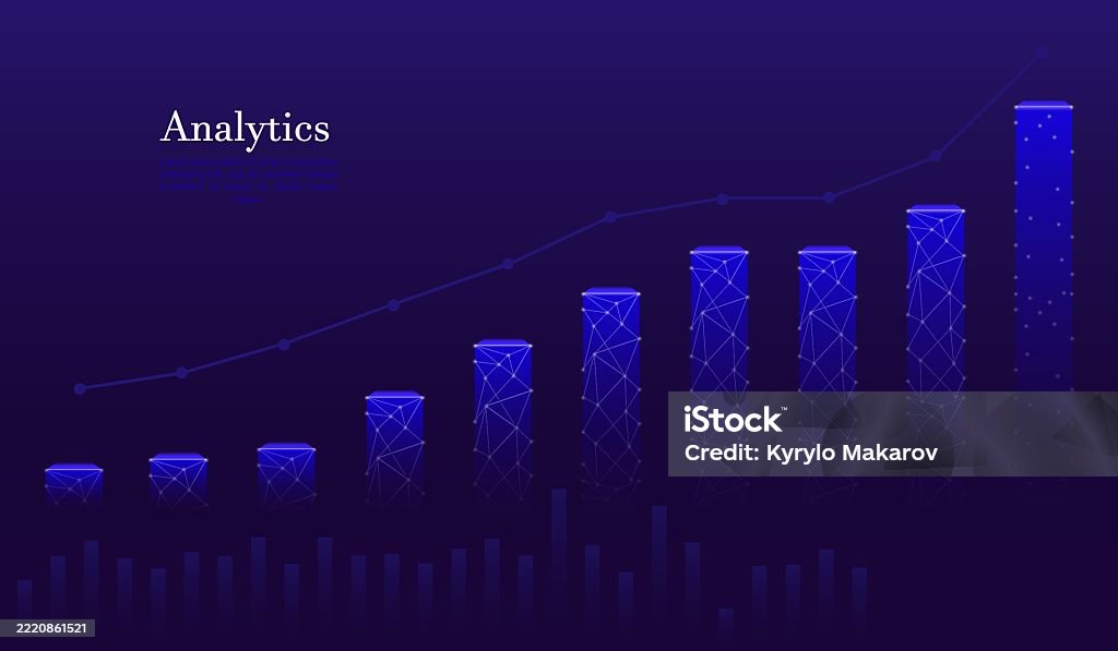 Analytics Growth Chart Increasing Bar Graph Polygonal Connections Data ...