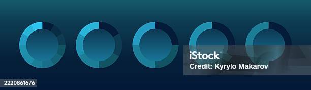 Performance Round Graph Circular Progress Charts A Set Of Blue Segmented Donut Graphs ...