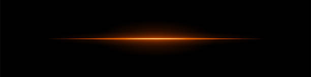 istock Orange light line. Single sharp glowing beam with soft radial fade on dark background. Ideal for tech, sci-fi, speed, futuristic visual effects. 2220863844