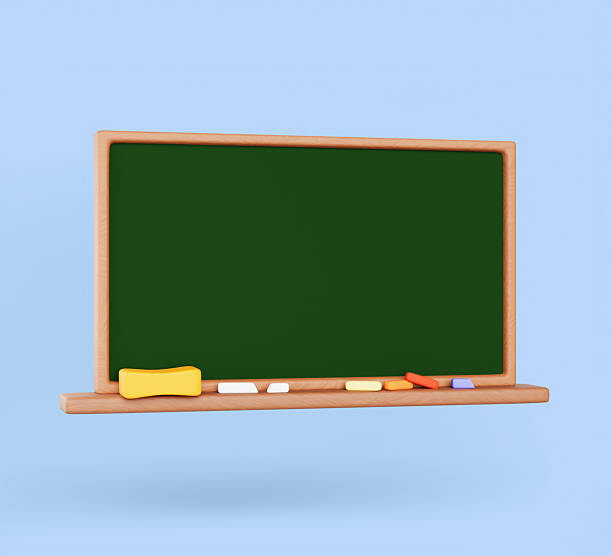 istock School chalkboard with wood frame 3d render icon. Isolated empty classroom blackboard with chalk and eraser for education. Slate mockup with green surface for back to school banner 2220864225