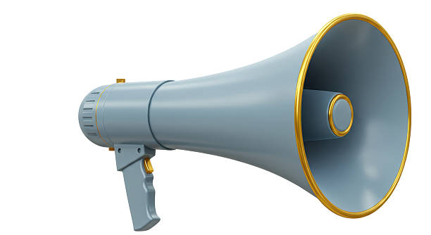 istock Isolated Light Blue Megaphone with Gold Trim 2220864389