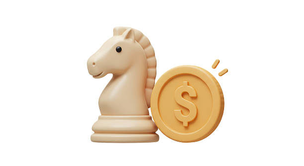 istock Isolated Chess Knight and Dollar Coin 2220865915