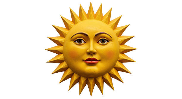 istock Isolated Golden Sun Face with Radiant Rays 2220866170