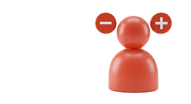 Isolated Red Figure with Plus and Minus Symbols Representing Polarity