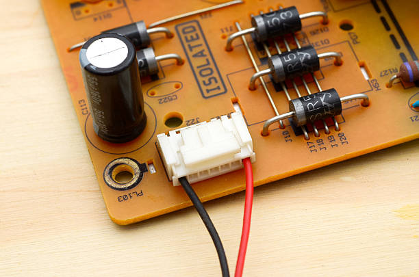 istock Printed circuit boards with electronic components close-up, photo for a project about the development of modern technologies, engineering and production. 2220867628