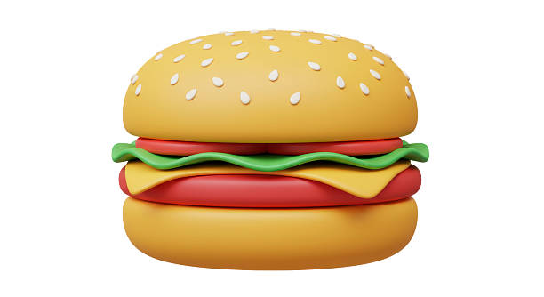 istock Isolated Cartoon Hamburger with Cheese and Fresh Vegetables 2220868040