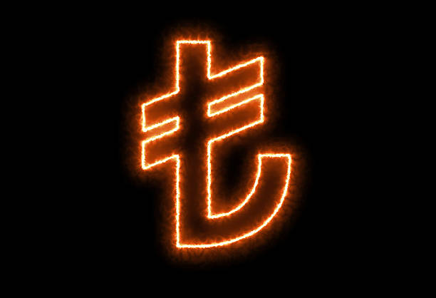 Turkish Lira Symbol in Flames