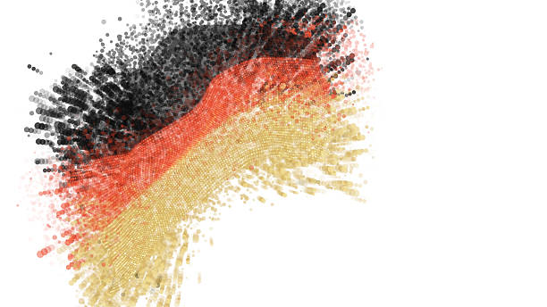 istock Germany, vector 3d flag with a splash of paint dots, explosion of colored dots 2220874694