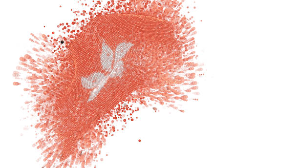istock Hong Kong, vector 3d flag with a splash of paint dots, explosion of colored dots 2220875129