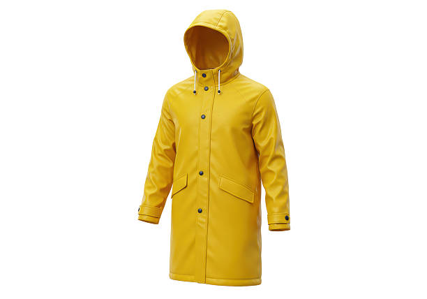 istock Isolated Bright Yellow Raincoat with Hood and Buttons 2220877965