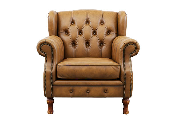 istock Isolated Brown Leather Armchair with Button Tufting 2220878112
