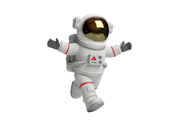 istock Isolated Cheerful Astronaut in Space Suit Running 2220878330