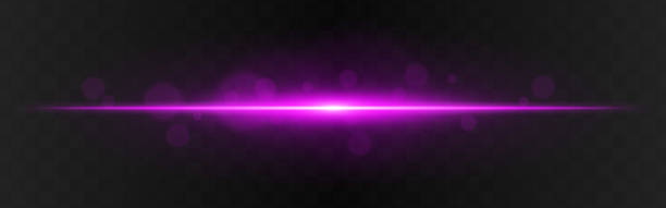 istock Light burst. Purple horizontal glow with radial flare and soft particles on dark transparent background, suitable for tech or sci-fi visuals. 2220883163