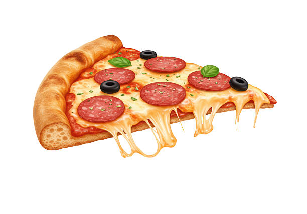 Isolated Slice of Pepperoni Pizza with Olives