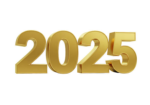 istock Isolated Golden 2025 Numerals with Metallic Sheen 2220884414