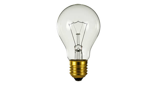 istock Isolated Clear Incandescent Light Bulb on Brass Base 2220884653
