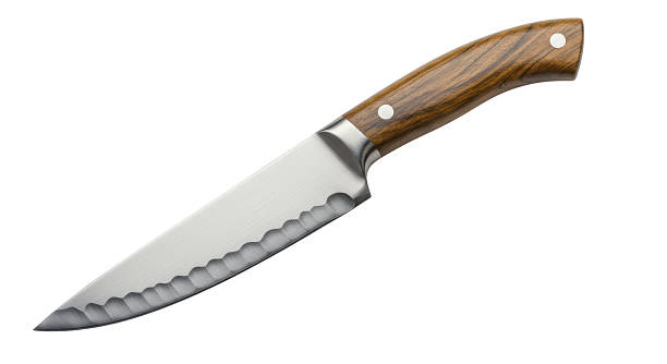 istock Isolated Serrated Kitchen Knife with Wooden Handle 2220884710