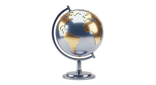 istock Isolated Silver and Gold Globe on Stand 2220884763