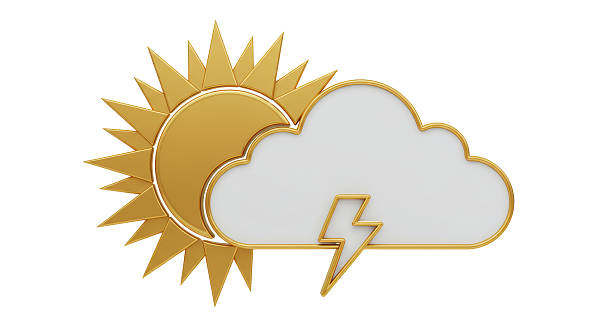 istock Isolated Weather Icon Sun and Lightning 2220884811