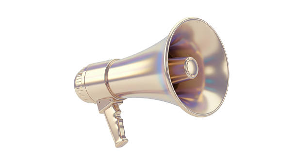istock Isolated Golden Megaphone 2220884823