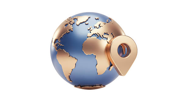istock Isolated Globe with Location Pin Marking a Geographical Spot 2220885812