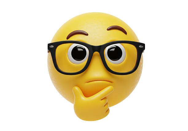 Isolated Thinking Emoji with Glasses Hand on Chin