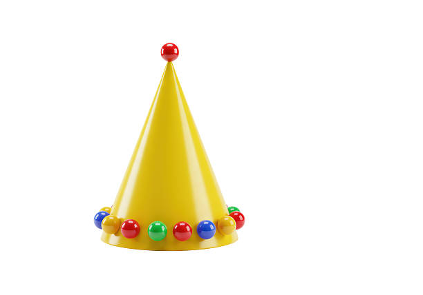 Isolated Yellow Party Hat with Colorful Balls