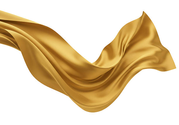 istock Isolated Flowing Golden Silk Fabric Elegant Drape 2220886254