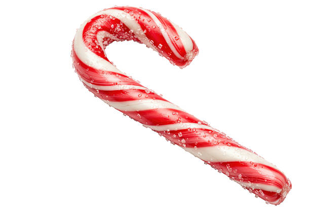 istock Isolated Red and White Striped Candy Cane with Sugar Crystals 2220886860