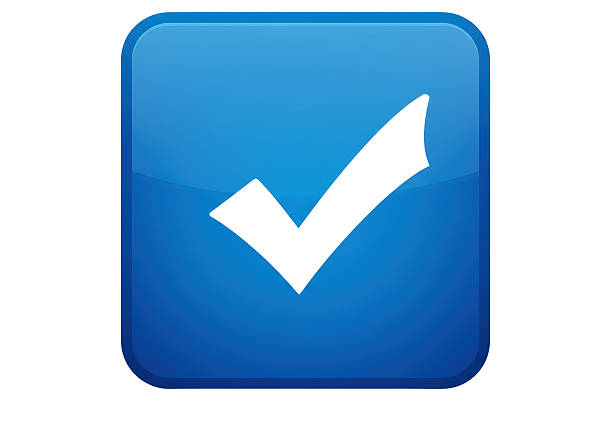 Isolated Blue Glossy Check Mark Icon Positive Confirmation