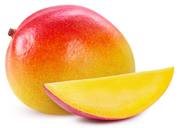 istock Fresh organic mango with leaves isolated on white background 2220887254