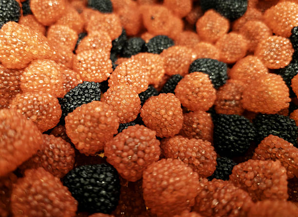 Detail of handmade sweet gummies in a typical street market, sugar