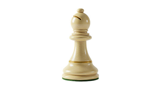 istock Isolated White Chess Bishop with Gold Detail 2220889503