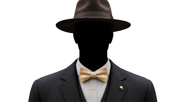 istock Isolated Anonymous Figure in Suit with Bowtie and Hat 2220889782