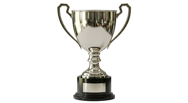 istock Isolated Silver Trophy Cup with Black Base for Victory 2220890343
