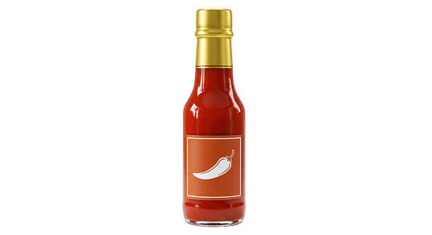 Isolated Red Hot Sauce Bottle with Pepper Logo