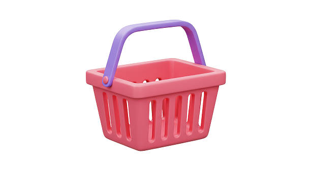 istock Isolated Pink Plastic Shopping Basket with Purple Handle 2220891470
