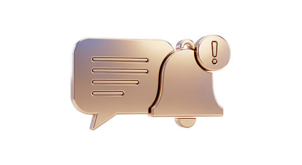 istock Isolated Golden Notification Bell with Speech Bubble, Signifying Alerts and Messages 2220897190