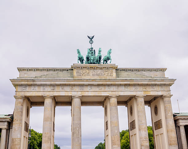 The Quadriga at the top of the Brandenburg Gate in Berlin.