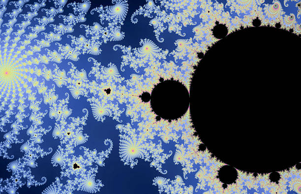 Colorful Mandelbrot set fractal generating a swirling psychedelic pattern, an abstract mathematical visualization