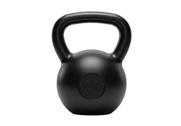 istock Isolated Black Kettlebell with Weight Label 2220907679