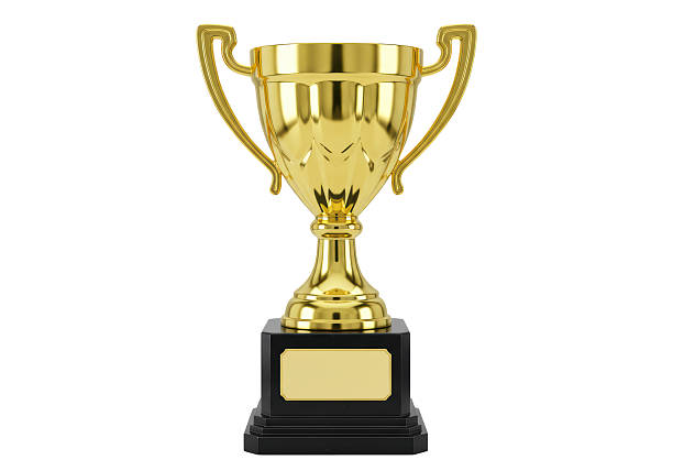 istock Isolated Gleaming Golden Trophy with Black Base 2220907760