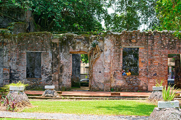 Veracruz city, Veracruz state, Mexico - August 8, 2023: Casa de Hernan Cortes, Venustiano Carranza, Centro and a Woman