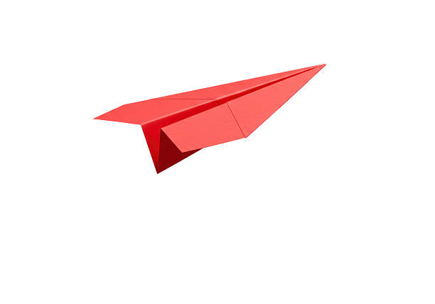 Isolated Red Paper Airplane Flying
